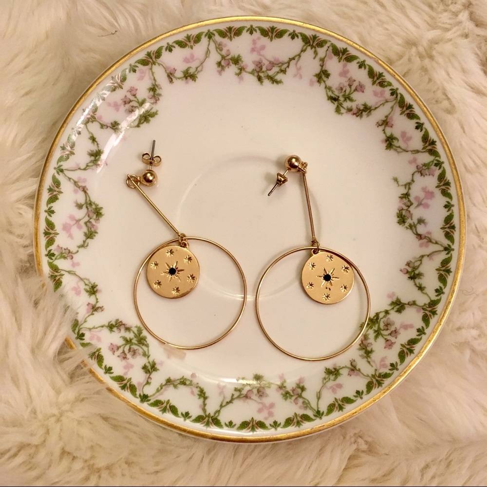 Celestial Witchy Green Stone Dangly Earrings